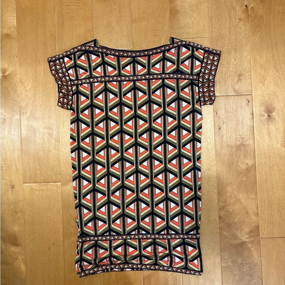 Diane Von Furstenberg Geometric Mini Dress in Black, Red, Cream